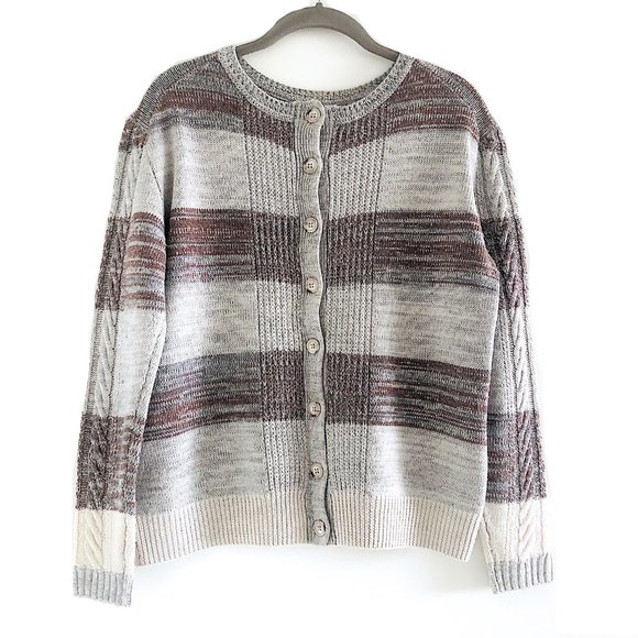 Thakoon Cable Knit Striped Wool Sweater Cardigan Size S - Picture 4 of 11